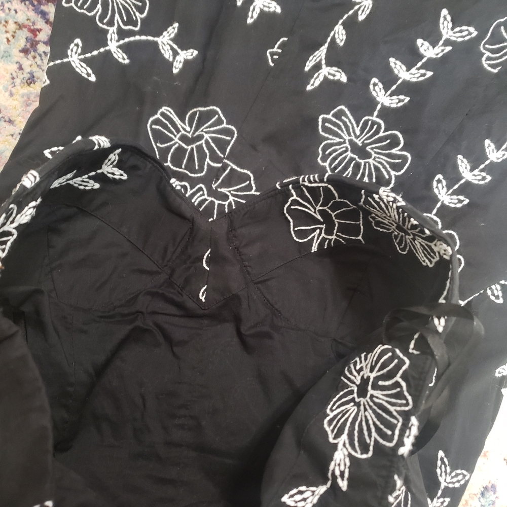 White House Black Market Strapless Cotton Embroidered Summer Dress Size 6 - Picture 6 of 14